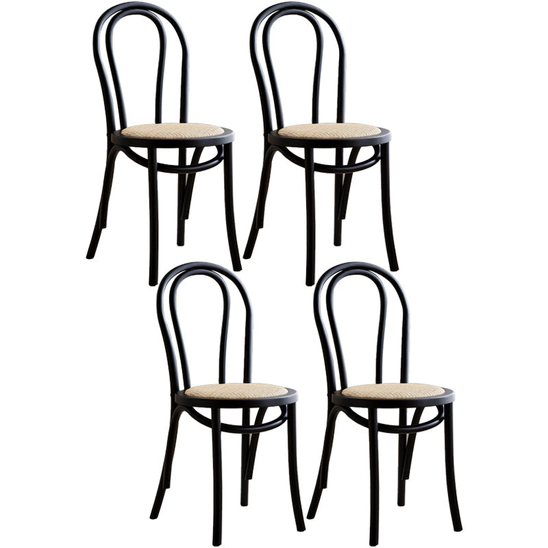 Modern Windsor Back Solid Wood Dining Side Chair Kitchen Dining Side Chair Black Wicker & Rattan 4 Piece Set Clearhalo ' kitchen&dining_furn' 'Dining Chairs' 'Dining Tables & Seating' 'dining_chair' 'furn' 'furn_dining_chair' 'Furniture' 'furniture_dining_chair' 'Kitchen & Dining Furniture' 'kitchen' 3483321