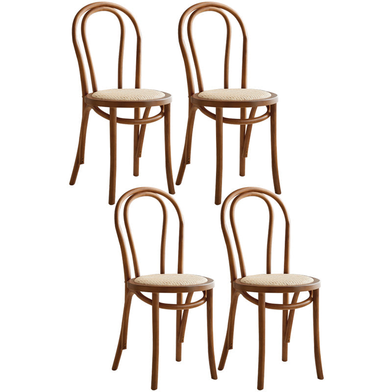 Modern Windsor Back Solid Wood Dining Side Chair Kitchen Dining Side Chair Brown Wicker & Rattan 4 Piece Set Clearhalo ' kitchen&dining_furn' 'Dining Chairs' 'Dining Tables & Seating' 'dining_chair' 'furn' 'furn_dining_chair' 'Furniture' 'furniture_dining_chair' 'Kitchen & Dining Furniture' 'kitchen' 3483337