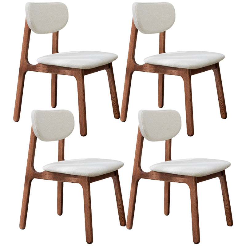 Solid Wood Scandinavian Dining Room Chair Matte Finish Open Back Dining Side Chair Off-White 4 Piece Set Walnut Clearhalo ' kitchen&dining_furn' 'Dining Chairs' 'Dining Tables & Seating' 'dining_chair' 'furn' 'furn_dining_chair' 'Furniture' 'furniture_dining_chair' 'Kitchen & Dining Furniture' 'kitchen' 3483370