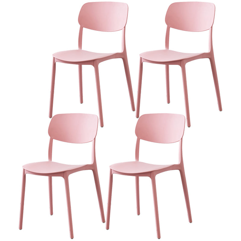 Plastic Side Chair Contemporary Multicolor Open Back Side Chair for Dining Room Pink 4 Piece Set Clearhalo ' kitchen&dining_furn' 'Dining Chairs' 'Dining Tables & Seating' 'dining_chair' 'furn' 'furn_dining_chair' 'Furniture' 'furniture_dining_chair' 'Kitchen & Dining Furniture' 'kitchen' 3483372