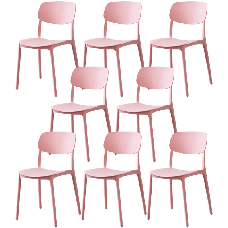 Plastic Side Chair Contemporary Multicolor Open Back Side Chair for Dining Room Pink 8 Piece Set Clearhalo ' kitchen&dining_furn' 'Dining Chairs' 'Dining Tables & Seating' 'dining_chair' 'furn' 'furn_dining_chair' 'Furniture' 'furniture_dining_chair' 'Kitchen & Dining Furniture' 'kitchen' 3483373