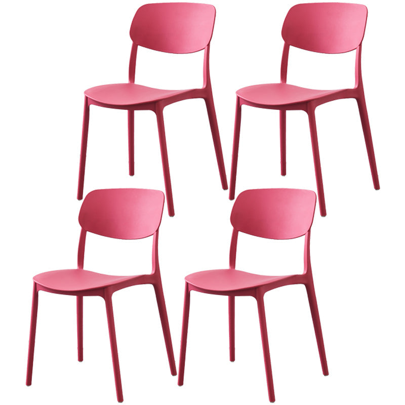 Plastic Side Chair Contemporary Multicolor Open Back Side Chair for Dining Room Red 4 Piece Set Clearhalo ' kitchen&dining_furn' 'Dining Chairs' 'Dining Tables & Seating' 'dining_chair' 'furn' 'furn_dining_chair' 'Furniture' 'furniture_dining_chair' 'Kitchen & Dining Furniture' 'kitchen' 3483383