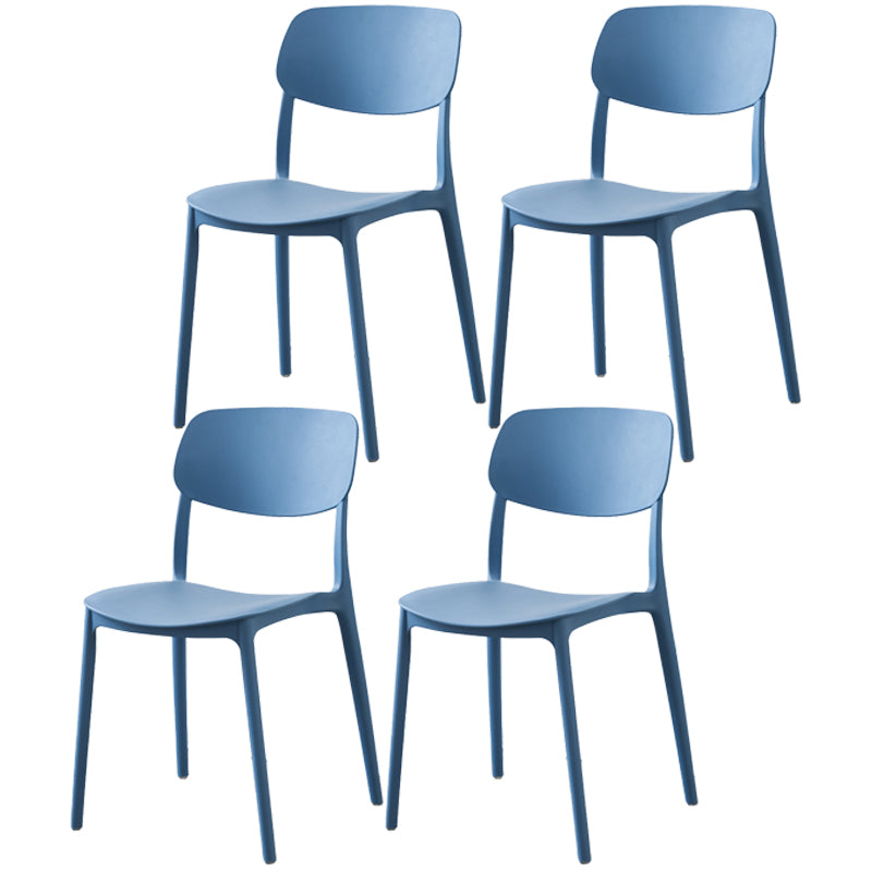 Plastic Side Chair Contemporary Multicolor Open Back Side Chair for Dining Room Blue 4 Piece Set Clearhalo ' kitchen&dining_furn' 'Dining Chairs' 'Dining Tables & Seating' 'dining_chair' 'furn' 'furn_dining_chair' 'Furniture' 'furniture_dining_chair' 'Kitchen & Dining Furniture' 'kitchen' 3483387