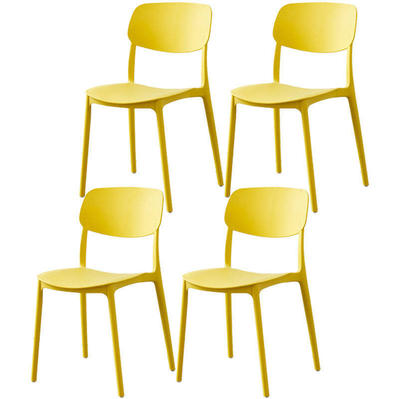 Plastic Side Chair Contemporary Multicolor Open Back Side Chair for Dining Room Yellow 4 Piece Set Clearhalo ' kitchen&dining_furn' 'Dining Chairs' 'Dining Tables & Seating' 'dining_chair' 'furn' 'furn_dining_chair' 'Furniture' 'furniture_dining_chair' 'Kitchen & Dining Furniture' 'kitchen' 3483396