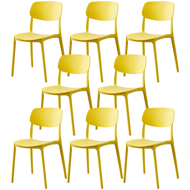 Plastic Side Chair Contemporary Multicolor Open Back Side Chair for Dining Room Yellow 8 Piece Set Clearhalo ' kitchen&dining_furn' 'Dining Chairs' 'Dining Tables & Seating' 'dining_chair' 'furn' 'furn_dining_chair' 'Furniture' 'furniture_dining_chair' 'Kitchen & Dining Furniture' 'kitchen' 3483398