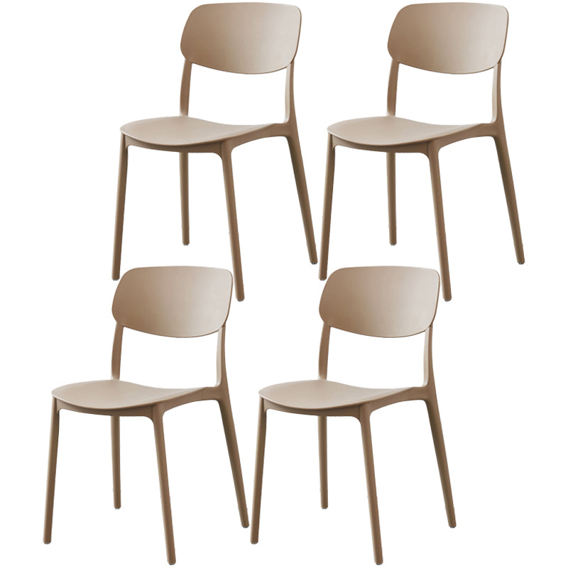 Plastic Side Chair Contemporary Multicolor Open Back Side Chair for Dining Room Brown 4 Piece Set Clearhalo ' kitchen&dining_furn' 'Dining Chairs' 'Dining Tables & Seating' 'dining_chair' 'furn' 'furn_dining_chair' 'Furniture' 'furniture_dining_chair' 'Kitchen & Dining Furniture' 'kitchen' 3483400