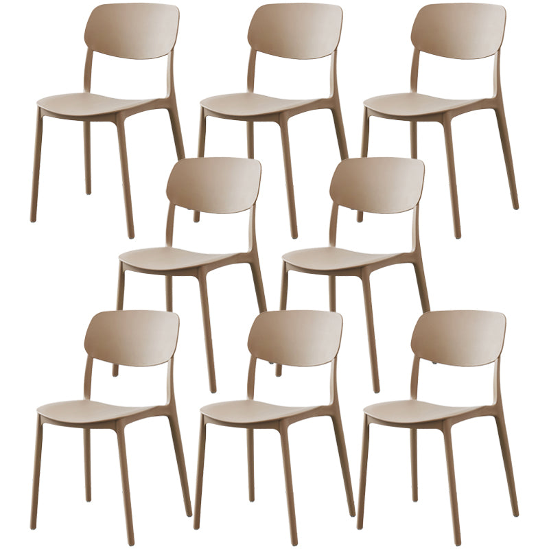 Plastic Side Chair Contemporary Multicolor Open Back Side Chair for Dining Room Brown 8 Piece Set Clearhalo ' kitchen&dining_furn' 'Dining Chairs' 'Dining Tables & Seating' 'dining_chair' 'furn' 'furn_dining_chair' 'Furniture' 'furniture_dining_chair' 'Kitchen & Dining Furniture' 'kitchen' 3483401