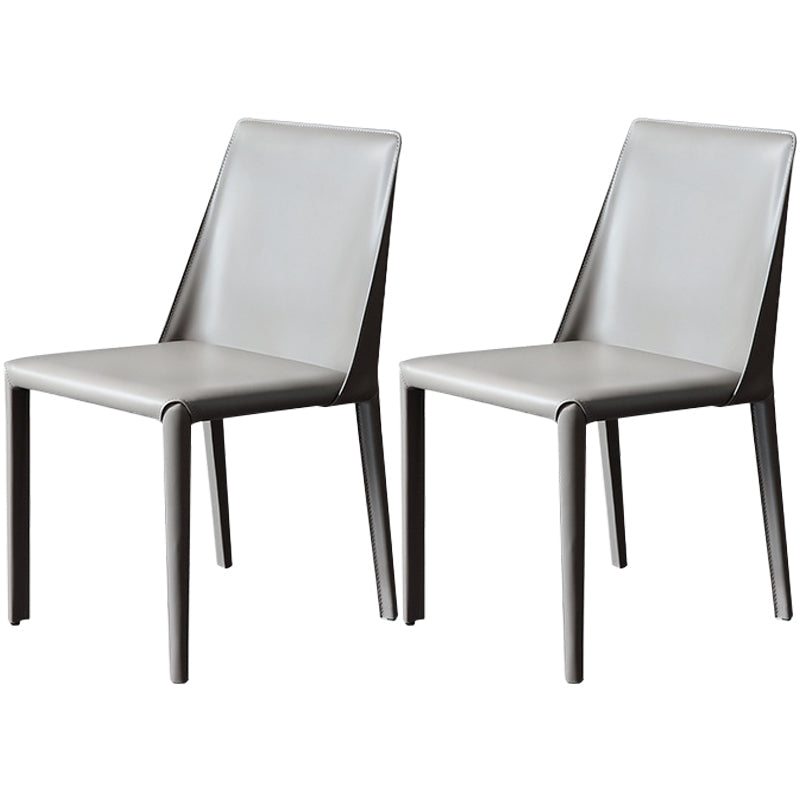 Contemporary Metal Kitchen Dining Side Chair Solid Back Dining Side Chair Grey 2 Piece Set Clearhalo ' kitchen&dining_furn' 'Dining Chairs' 'Dining Tables & Seating' 'dining_chair' 'furn' 'furn_dining_chair' 'Furniture' 'furniture_dining_chair' 'Kitchen & Dining Furniture' 'kitchen' 3483407