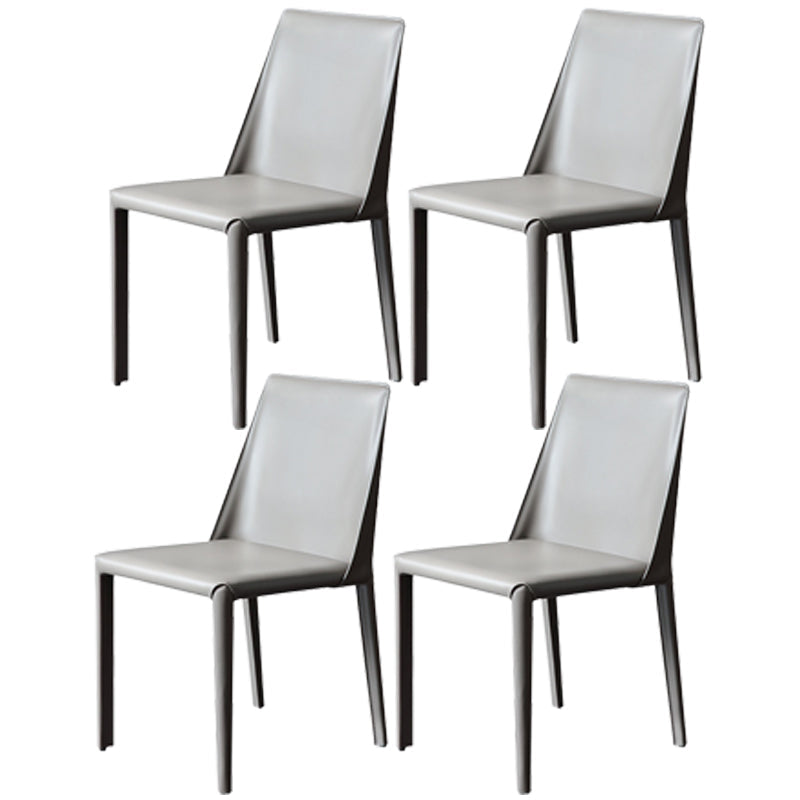 Contemporary Metal Kitchen Dining Side Chair Solid Back Dining Side Chair Grey 4 Piece Set Clearhalo ' kitchen&dining_furn' 'Dining Chairs' 'Dining Tables & Seating' 'dining_chair' 'furn' 'furn_dining_chair' 'Furniture' 'furniture_dining_chair' 'Kitchen & Dining Furniture' 'kitchen' 3483408