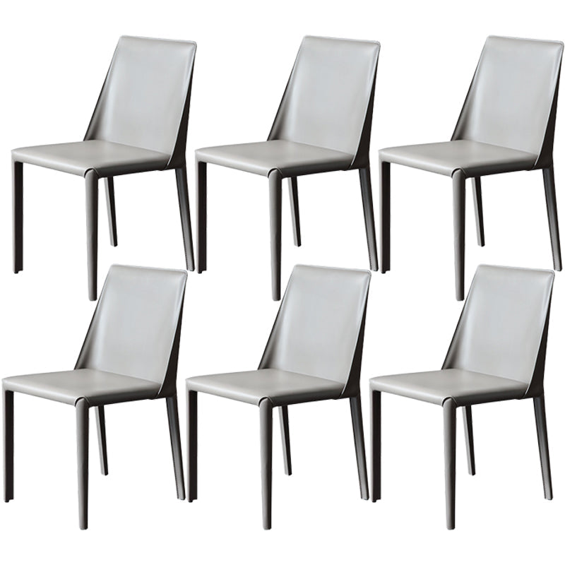 Contemporary Metal Kitchen Dining Side Chair Solid Back Dining Side Chair Grey 6 Piece Set Clearhalo ' kitchen&dining_furn' 'Dining Chairs' 'Dining Tables & Seating' 'dining_chair' 'furn' 'furn_dining_chair' 'Furniture' 'furniture_dining_chair' 'Kitchen & Dining Furniture' 'kitchen' 3483410