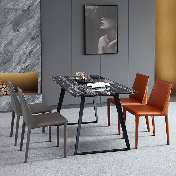 Contemporary Metal Kitchen Dining Side Chair Solid Back Dining Side Chair Clearhalo ' kitchen&dining_furn' 'Dining Chairs' 'Dining Tables & Seating' 'dining_chair' 'furn' 'furn_dining_chair' 'Furniture' 'furniture_dining_chair' 'Kitchen & Dining Furniture' 'kitchen' 3483411