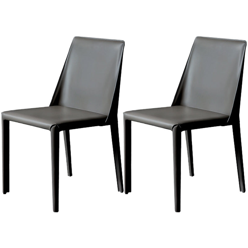 Contemporary Metal Kitchen Dining Side Chair Solid Back Dining Side Chair Black 2 Piece Set Clearhalo ' kitchen&dining_furn' 'Dining Chairs' 'Dining Tables & Seating' 'dining_chair' 'furn' 'furn_dining_chair' 'Furniture' 'furniture_dining_chair' 'Kitchen & Dining Furniture' 'kitchen' 3483412