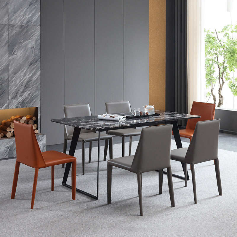 Contemporary Metal Kitchen Dining Side Chair Solid Back Dining Side Chair Clearhalo ' kitchen&dining_furn' 'Dining Chairs' 'Dining Tables & Seating' 'dining_chair' 'furn' 'furn_dining_chair' 'Furniture' 'furniture_dining_chair' 'Kitchen & Dining Furniture' 'kitchen' 3483413