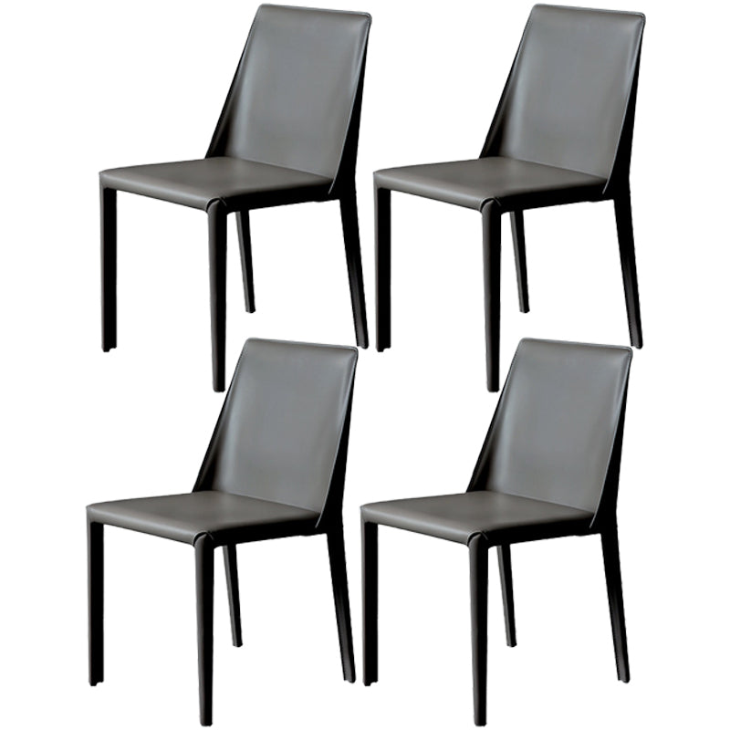 Contemporary Metal Kitchen Dining Side Chair Solid Back Dining Side Chair Black 4 Piece Set Clearhalo ' kitchen&dining_furn' 'Dining Chairs' 'Dining Tables & Seating' 'dining_chair' 'furn' 'furn_dining_chair' 'Furniture' 'furniture_dining_chair' 'Kitchen & Dining Furniture' 'kitchen' 3483414