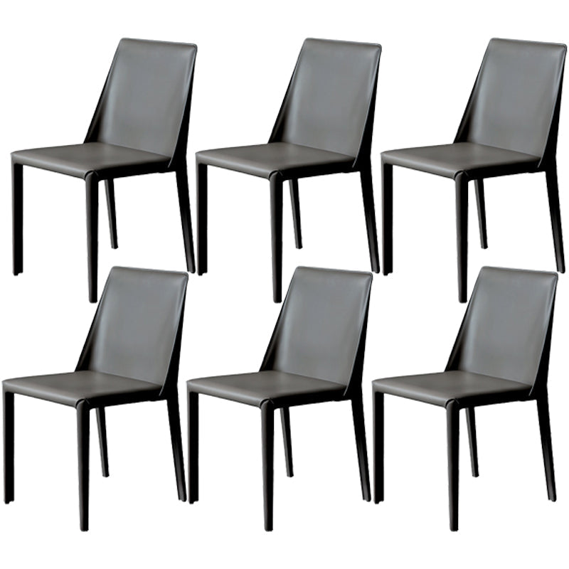 Contemporary Metal Kitchen Dining Side Chair Solid Back Dining Side Chair Black 6 Piece Set Clearhalo ' kitchen&dining_furn' 'Dining Chairs' 'Dining Tables & Seating' 'dining_chair' 'furn' 'furn_dining_chair' 'Furniture' 'furniture_dining_chair' 'Kitchen & Dining Furniture' 'kitchen' 3483416