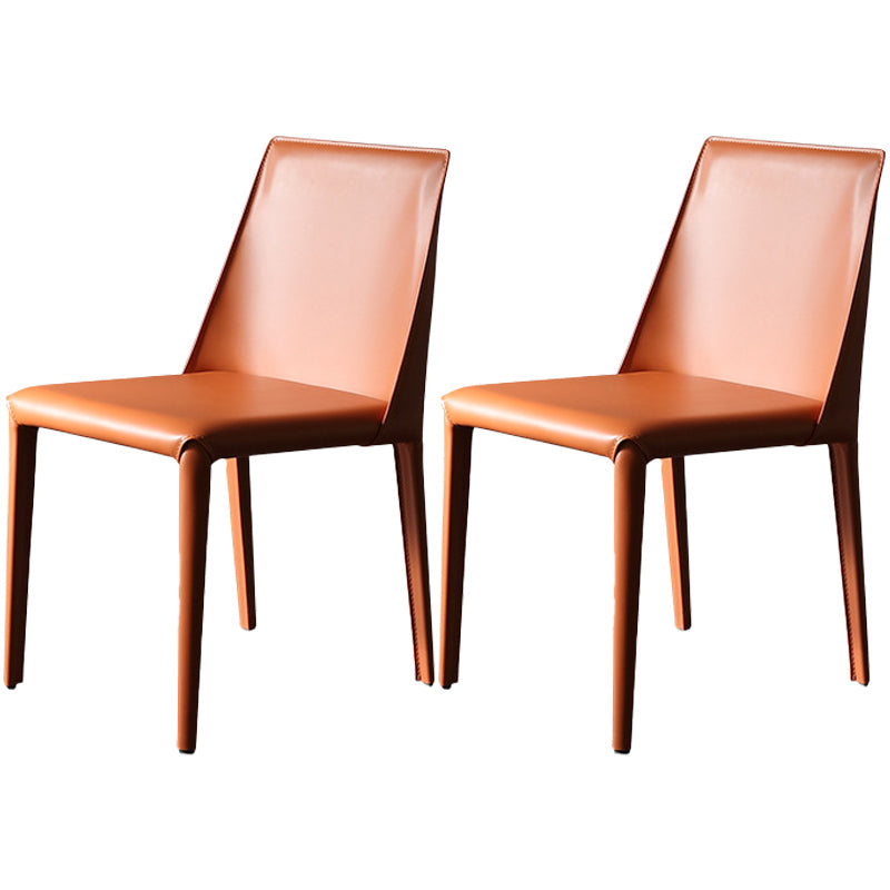 Contemporary Metal Kitchen Dining Side Chair Solid Back Dining Side Chair Orange 2 Piece Set Clearhalo ' kitchen&dining_furn' 'Dining Chairs' 'Dining Tables & Seating' 'dining_chair' 'furn' 'furn_dining_chair' 'Furniture' 'furniture_dining_chair' 'Kitchen & Dining Furniture' 'kitchen' 3483418