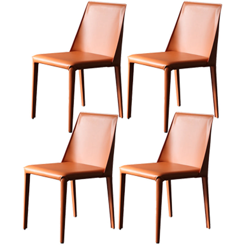 Contemporary Metal Kitchen Dining Side Chair Solid Back Dining Side Chair Orange 4 Piece Set Clearhalo ' kitchen&dining_furn' 'Dining Chairs' 'Dining Tables & Seating' 'dining_chair' 'furn' 'furn_dining_chair' 'Furniture' 'furniture_dining_chair' 'Kitchen & Dining Furniture' 'kitchen' 3483420
