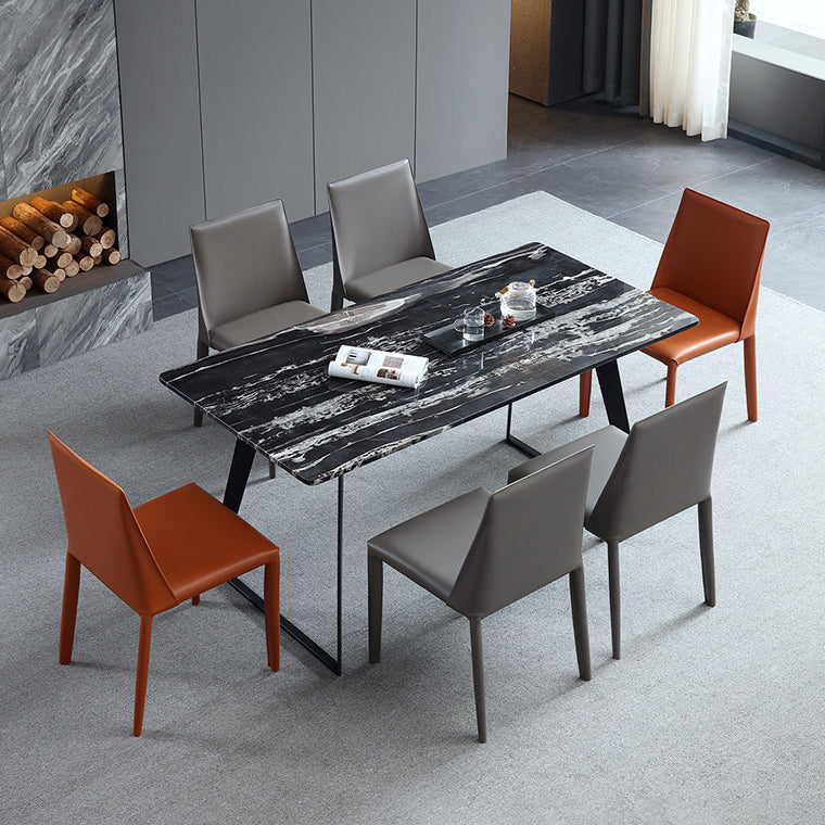 Contemporary Metal Kitchen Dining Side Chair Solid Back Dining Side Chair Clearhalo ' kitchen&dining_furn' 'Dining Chairs' 'Dining Tables & Seating' 'dining_chair' 'furn' 'furn_dining_chair' 'Furniture' 'furniture_dining_chair' 'Kitchen & Dining Furniture' 'kitchen' 3483424