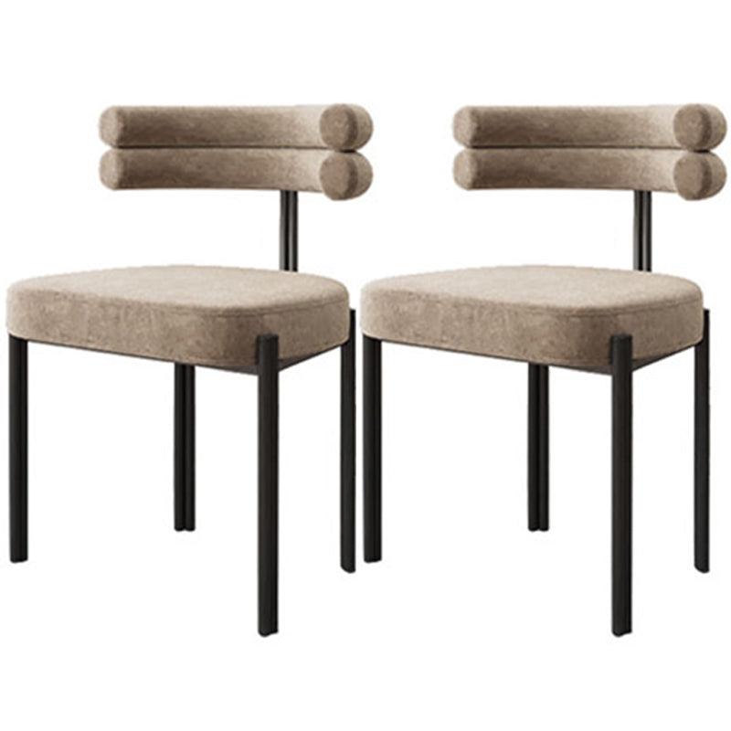 Contemporary Metal Armless Dining Chair Open Back Dining Side Chair for Home Use Khaki 2 Piece Set Clearhalo ' kitchen&dining_furn' 'Dining Chairs' 'Dining Tables & Seating' 'dining_chair' 'furn' 'furn_dining_chair' 'Furniture' 'furniture_dining_chair' 'Kitchen & Dining Furniture' 'kitchen' 3483428