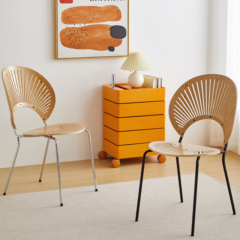 Scandinavian Wood Dining Side Chair Shell Shape Open Back Chairs with Metal Legs Clearhalo ' kitchen&dining_furn' 'Dining Chairs' 'Dining Tables & Seating' 'dining_chair' 'furn' 'furn_dining_chair' 'Furniture' 'furniture_dining_chair' 'Kitchen & Dining Furniture' 'kitchen' 3483470