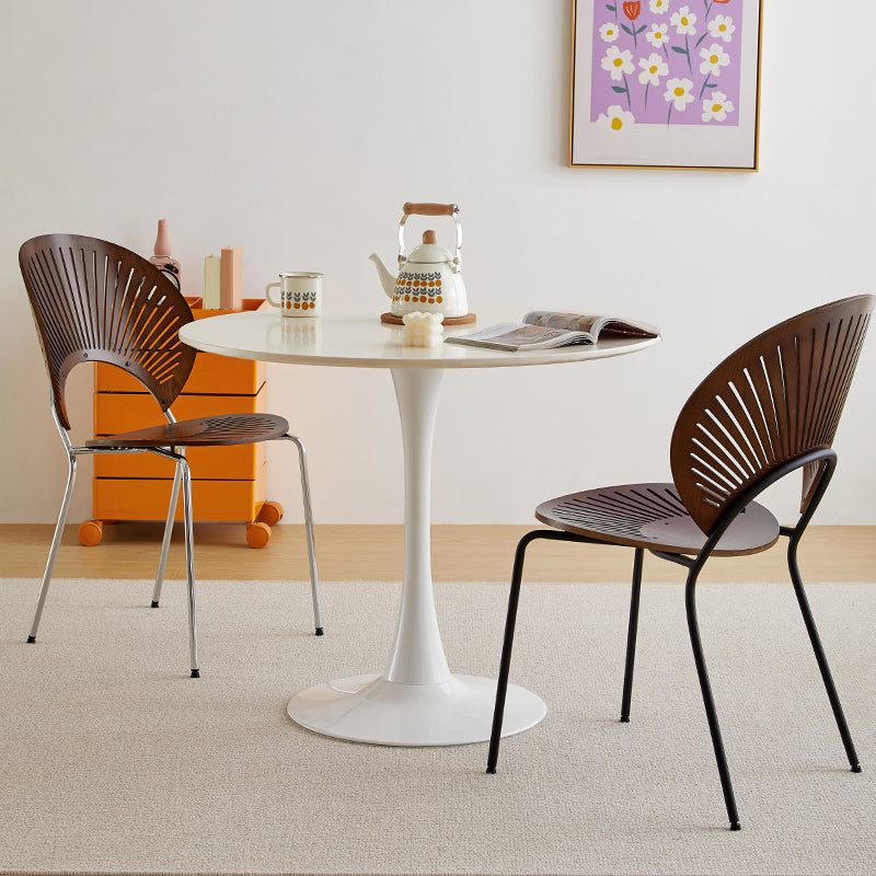 Scandinavian Wood Dining Side Chair Shell Shape Open Back Chairs with Metal Legs Clearhalo ' kitchen&dining_furn' 'Dining Chairs' 'Dining Tables & Seating' 'dining_chair' 'furn' 'furn_dining_chair' 'Furniture' 'furniture_dining_chair' 'Kitchen & Dining Furniture' 'kitchen' 3483473