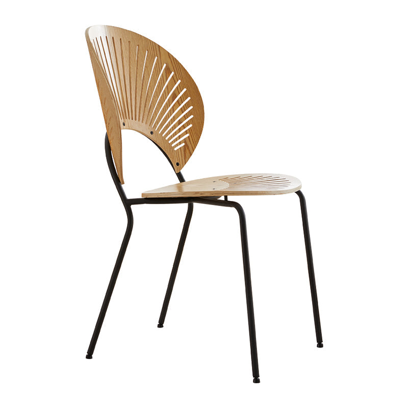Scandinavian Wood Dining Side Chair Shell Shape Open Back Chairs with Metal Legs Clearhalo ' kitchen&dining_furn' 'Dining Chairs' 'Dining Tables & Seating' 'dining_chair' 'furn' 'furn_dining_chair' 'Furniture' 'furniture_dining_chair' 'Kitchen & Dining Furniture' 'kitchen' 3483478