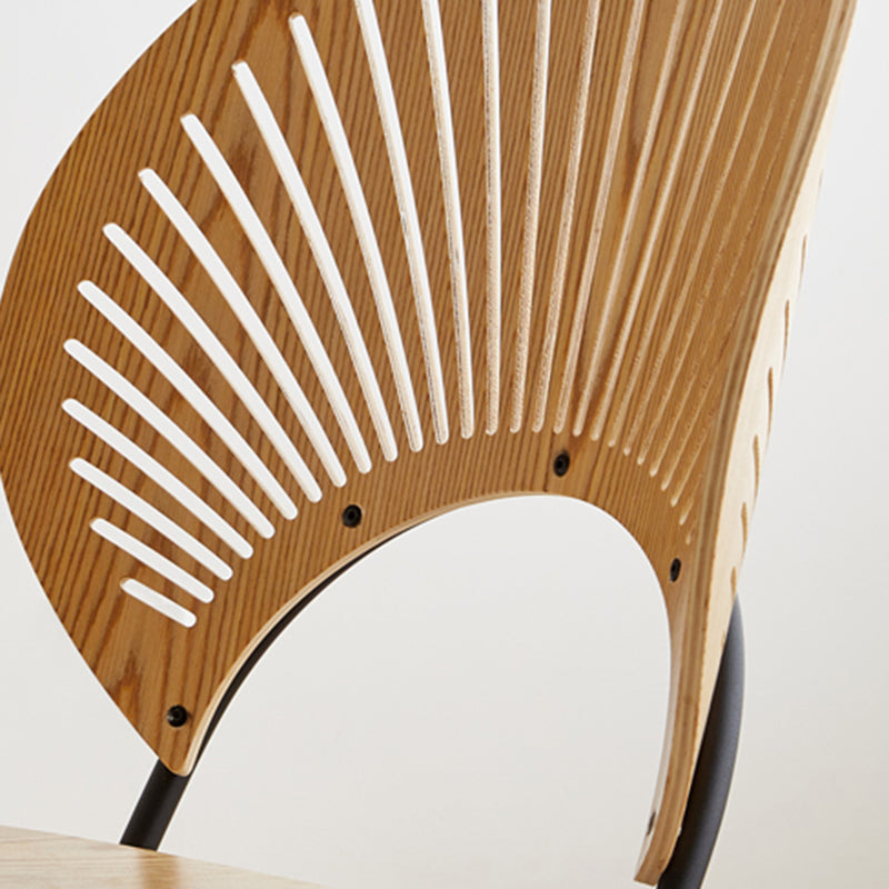 Scandinavian Wood Dining Side Chair Shell Shape Open Back Chairs with Metal Legs Clearhalo ' kitchen&dining_furn' 'Dining Chairs' 'Dining Tables & Seating' 'dining_chair' 'furn' 'furn_dining_chair' 'Furniture' 'furniture_dining_chair' 'Kitchen & Dining Furniture' 'kitchen' 3483480