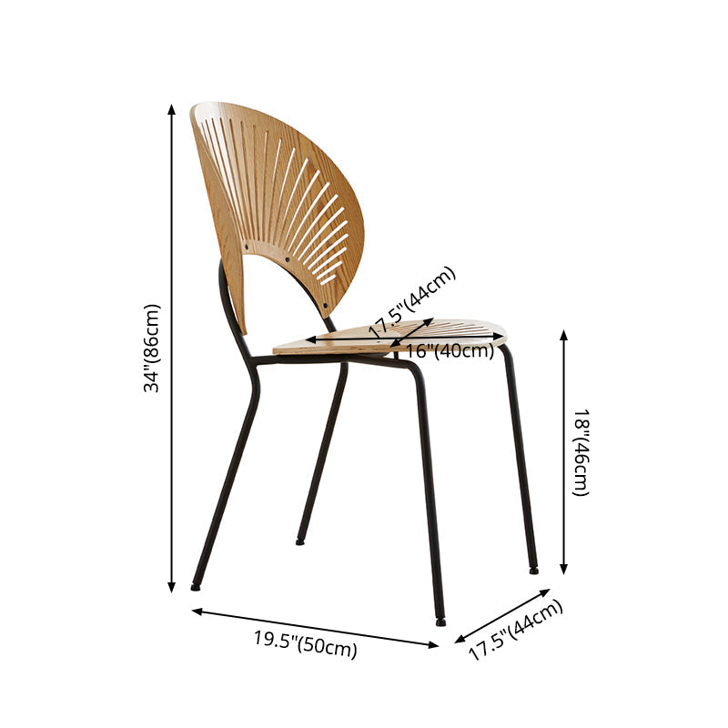 Scandinavian Wood Dining Side Chair Shell Shape Open Back Chairs with Metal Legs Clearhalo ' kitchen&dining_furn' 'Dining Chairs' 'Dining Tables & Seating' 'dining_chair' 'furn' 'furn_dining_chair' 'Furniture' 'furniture_dining_chair' 'Kitchen & Dining Furniture' 'kitchen' 3483487