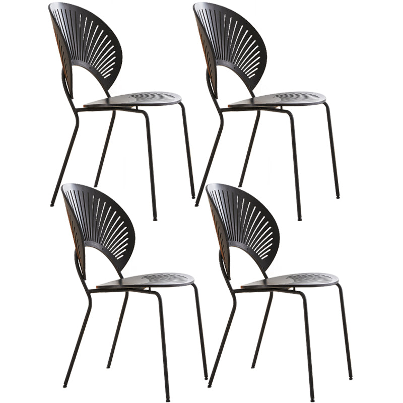 Scandinavian Wood Dining Side Chair Shell Shape Open Back Chairs with Metal Legs Black 4 Piece Set Black Clearhalo ' kitchen&dining_furn' 'Dining Chairs' 'Dining Tables & Seating' 'dining_chair' 'furn' 'furn_dining_chair' 'Furniture' 'furniture_dining_chair' 'Kitchen & Dining Furniture' 'kitchen' 3483495