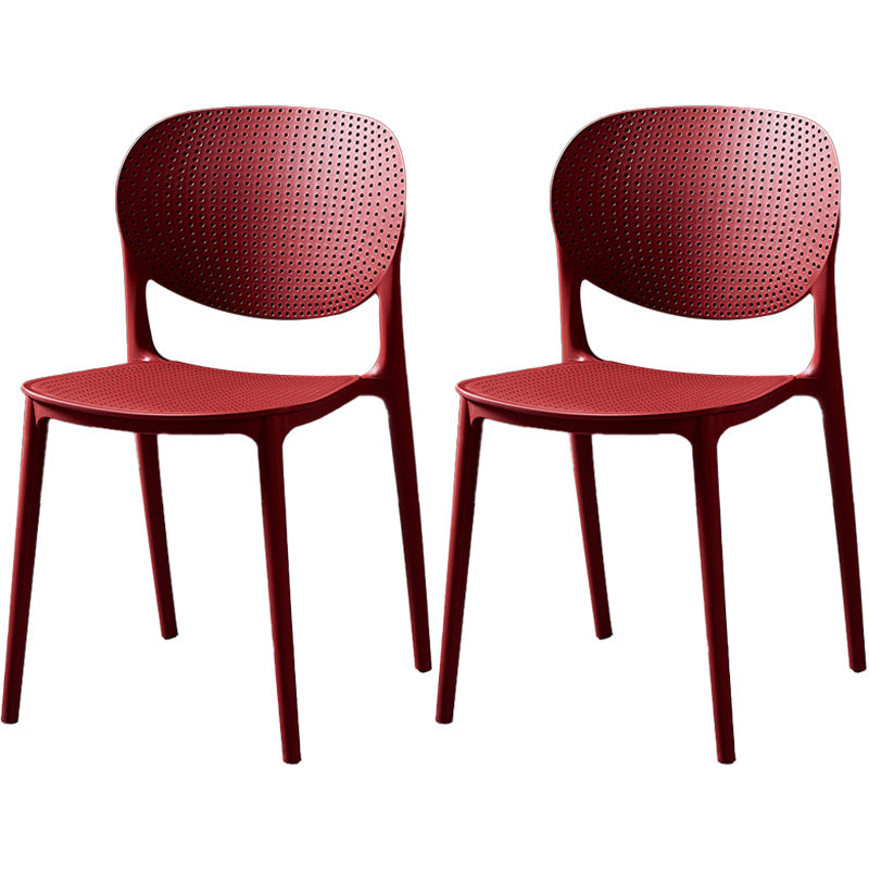 Modern Plastic Open Back Side Chair 32"H Acrylic Dining Chair for Restaurant Bedroom Red 2 Piece Set Clearhalo ' kitchen&dining_furn' 'Dining Chairs' 'Dining Tables & Seating' 'dining_chair' 'furn' 'furn_dining_chair' 'Furniture' 'furniture_dining_chair' 'Kitchen & Dining Furniture' 'kitchen' 3483513