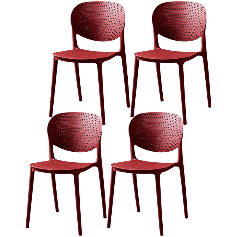 Modern Plastic Open Back Side Chair 32"H Acrylic Dining Chair for Restaurant Bedroom Red 4 Piece Set Clearhalo ' kitchen&dining_furn' 'Dining Chairs' 'Dining Tables & Seating' 'dining_chair' 'furn' 'furn_dining_chair' 'Furniture' 'furniture_dining_chair' 'Kitchen & Dining Furniture' 'kitchen' 3483515