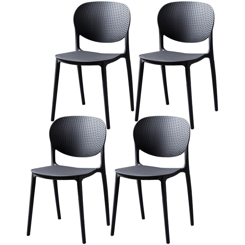 Modern Plastic Open Back Side Chair 32"H Acrylic Dining Chair for Restaurant Bedroom Dark Gray 4 Piece Set Clearhalo ' kitchen&dining_furn' 'Dining Chairs' 'Dining Tables & Seating' 'dining_chair' 'furn' 'furn_dining_chair' 'Furniture' 'furniture_dining_chair' 'Kitchen & Dining Furniture' 'kitchen' 3483522