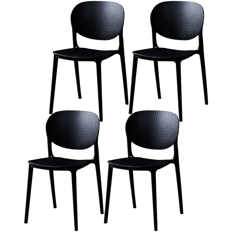 Modern Plastic Open Back Side Chair 32"H Acrylic Dining Chair for Restaurant Bedroom Black 4 Piece Set Clearhalo ' kitchen&dining_furn' 'Dining Chairs' 'Dining Tables & Seating' 'dining_chair' 'furn' 'furn_dining_chair' 'Furniture' 'furniture_dining_chair' 'Kitchen & Dining Furniture' 'kitchen' 3483527