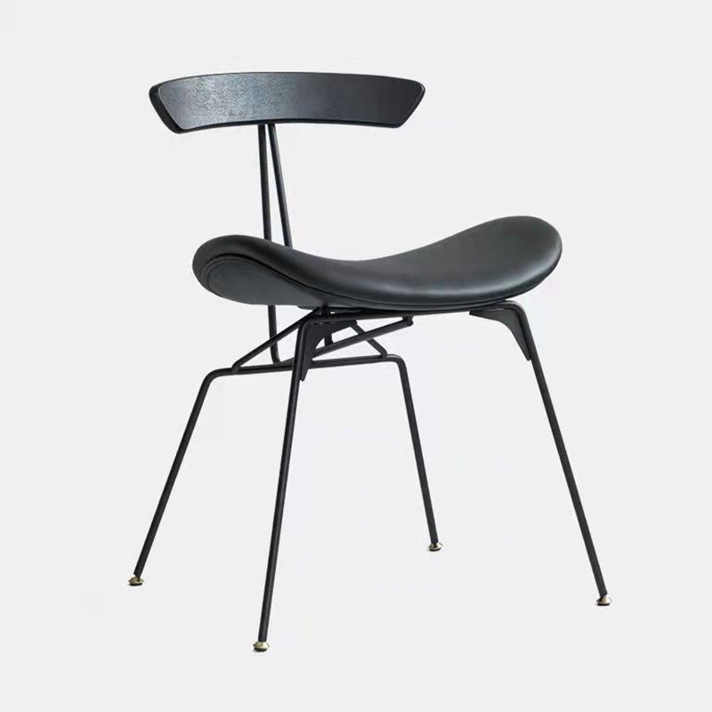 Minimalist Opening Back Kitchen Dining Side Chair Metal Black Dining Side Chair Black Black 1 Piece Clearhalo ' kitchen&dining_furn' 'Dining Chairs' 'Dining Tables & Seating' 'dining_chair' 'Furniture' 'furniture_dining_chair' 'Kitchen & Dining Furniture' 'kitchen' 3483541