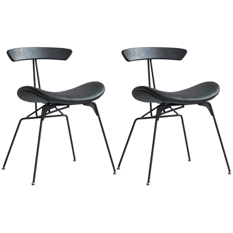 Minimalist Opening Back Kitchen Dining Side Chair Metal Black Dining Side Chair Black Black Set of 2 Clearhalo ' kitchen&dining_furn' 'Dining Chairs' 'Dining Tables & Seating' 'dining_chair' 'Furniture' 'furniture_dining_chair' 'Kitchen & Dining Furniture' 'kitchen' 3483542
