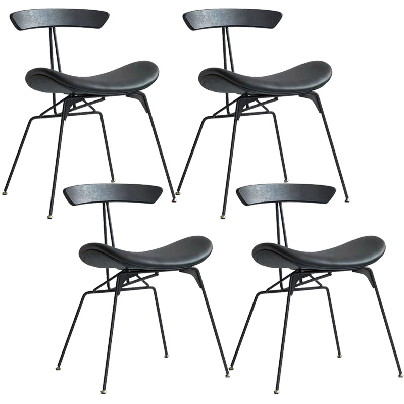 Minimalist Opening Back Kitchen Dining Side Chair Metal Black Dining Side Chair Black Black Set of 4 Clearhalo ' kitchen&dining_furn' 'Dining Chairs' 'Dining Tables & Seating' 'dining_chair' 'Furniture' 'furniture_dining_chair' 'Kitchen & Dining Furniture' 'kitchen' 3483544