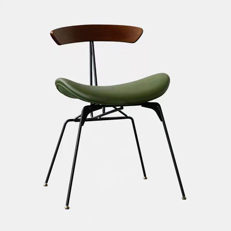 Minimalist Opening Back Kitchen Dining Side Chair Metal Black Dining Side Chair Walnut Green 1 Piece Clearhalo ' kitchen&dining_furn' 'Dining Chairs' 'Dining Tables & Seating' 'dining_chair' 'Furniture' 'furniture_dining_chair' 'Kitchen & Dining Furniture' 'kitchen' 3483547