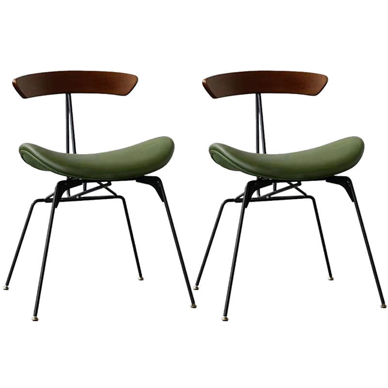 Minimalist Opening Back Kitchen Dining Side Chair Metal Black Dining Side Chair Walnut Green Set of 2 Clearhalo ' kitchen&dining_furn' 'Dining Chairs' 'Dining Tables & Seating' 'dining_chair' 'Furniture' 'furniture_dining_chair' 'Kitchen & Dining Furniture' 'kitchen' 3483549