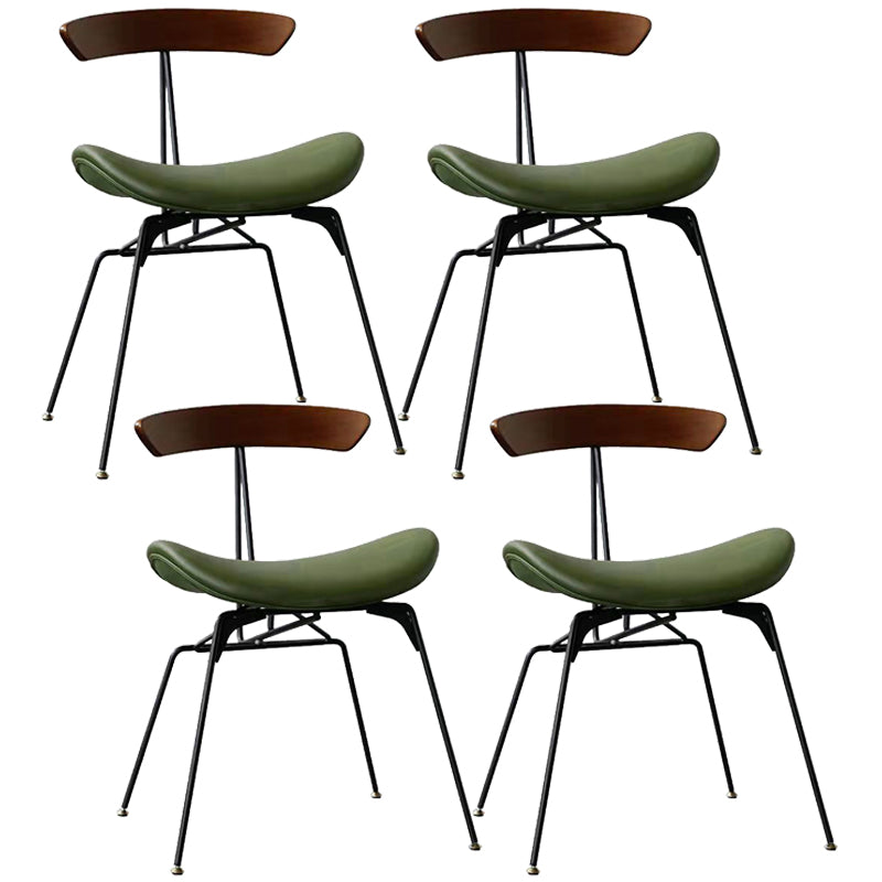 Minimalist Opening Back Kitchen Dining Side Chair Metal Black Dining Side Chair Walnut Green Set of 4 Clearhalo ' kitchen&dining_furn' 'Dining Chairs' 'Dining Tables & Seating' 'dining_chair' 'Furniture' 'furniture_dining_chair' 'Kitchen & Dining Furniture' 'kitchen' 3483550