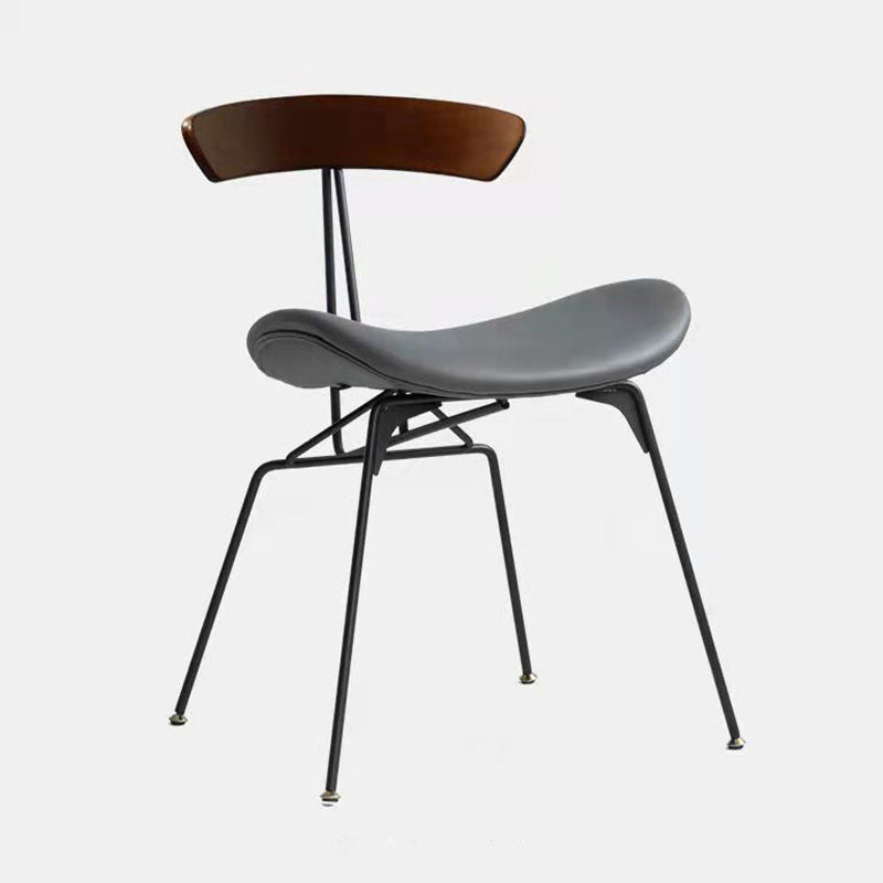 Minimalist Opening Back Kitchen Dining Side Chair Metal Black Dining Side Chair Walnut Gray 1 Piece Clearhalo ' kitchen&dining_furn' 'Dining Chairs' 'Dining Tables & Seating' 'dining_chair' 'Furniture' 'furniture_dining_chair' 'Kitchen & Dining Furniture' 'kitchen' 3483552