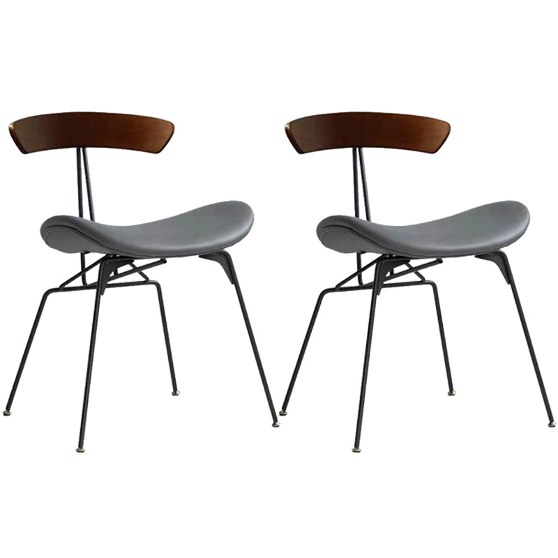 Minimalist Opening Back Kitchen Dining Side Chair Metal Black Dining Side Chair Walnut Gray Set of 2 Clearhalo ' kitchen&dining_furn' 'Dining Chairs' 'Dining Tables & Seating' 'dining_chair' 'Furniture' 'furniture_dining_chair' 'Kitchen & Dining Furniture' 'kitchen' 3483555