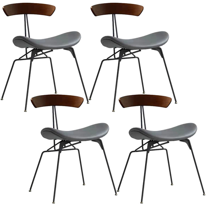 Minimalist Opening Back Kitchen Dining Side Chair Metal Black Dining Side Chair Walnut Gray Set of 4 Clearhalo ' kitchen&dining_furn' 'Dining Chairs' 'Dining Tables & Seating' 'dining_chair' 'Furniture' 'furniture_dining_chair' 'Kitchen & Dining Furniture' 'kitchen' 3483557