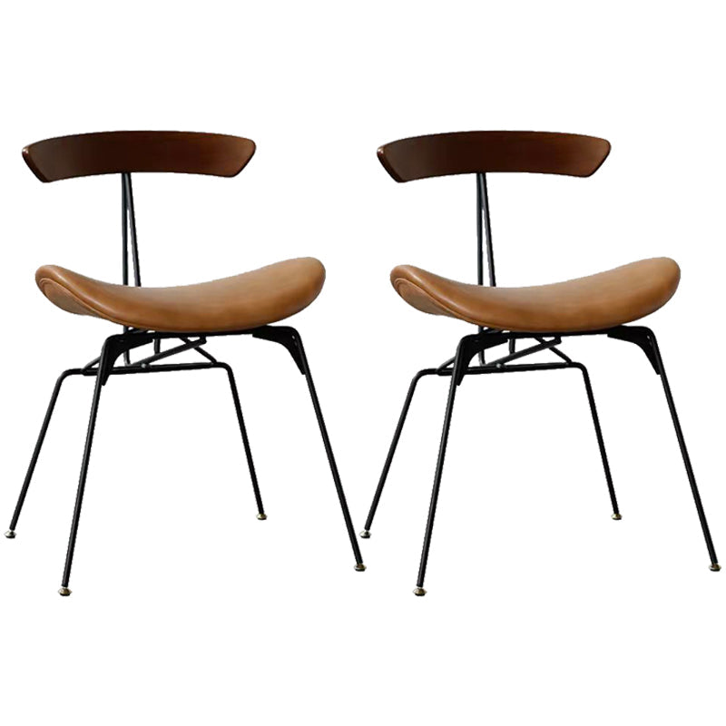 Minimalist Opening Back Kitchen Dining Side Chair Metal Black Dining Side Chair Walnut Brown Set of 2 Clearhalo ' kitchen&dining_furn' 'Dining Chairs' 'Dining Tables & Seating' 'dining_chair' 'Furniture' 'furniture_dining_chair' 'Kitchen & Dining Furniture' 'kitchen' 3483561