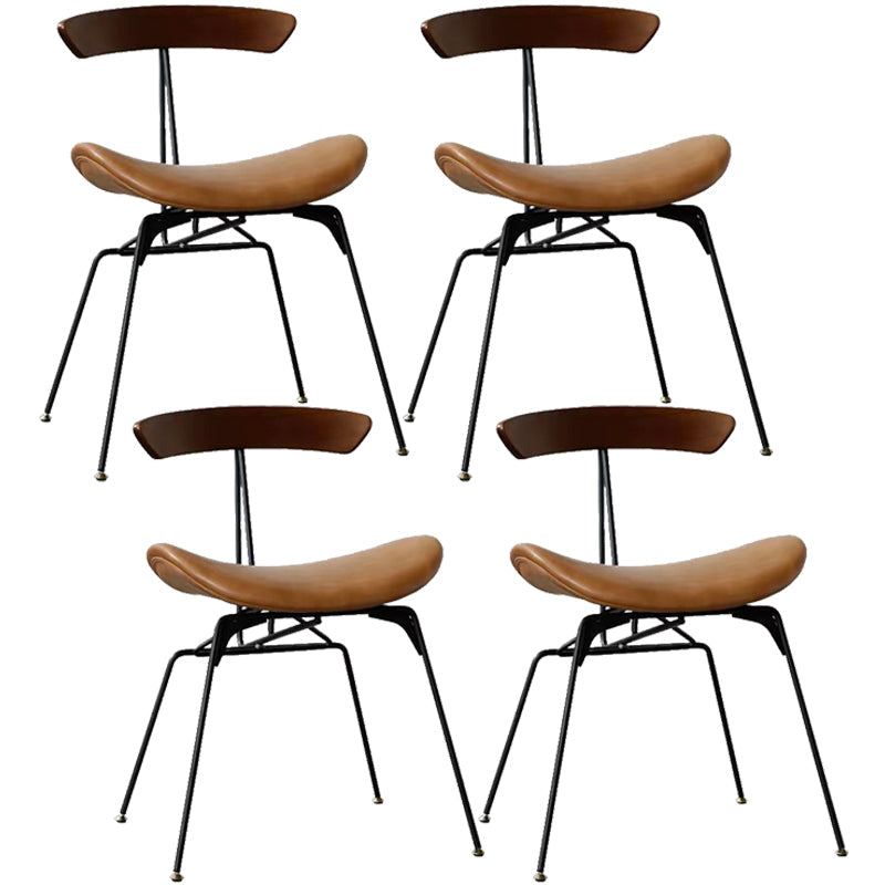 Minimalist Opening Back Kitchen Dining Side Chair Metal Black Dining Side Chair Walnut Brown Set of 4 Clearhalo ' kitchen&dining_furn' 'Dining Chairs' 'Dining Tables & Seating' 'dining_chair' 'Furniture' 'furniture_dining_chair' 'Kitchen & Dining Furniture' 'kitchen' 3483562