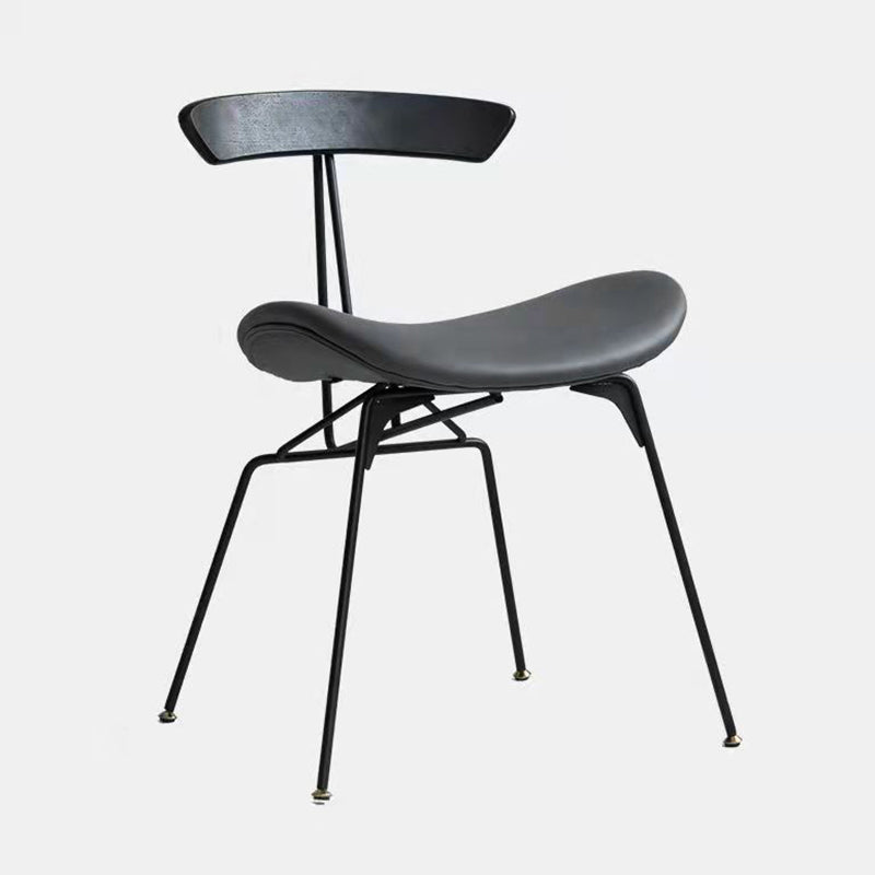 Minimalist Opening Back Kitchen Dining Side Chair Metal Black Dining Side Chair Black Gray 1 Piece Clearhalo ' kitchen&dining_furn' 'Dining Chairs' 'Dining Tables & Seating' 'dining_chair' 'Furniture' 'furniture_dining_chair' 'Kitchen & Dining Furniture' 'kitchen' 3483564
