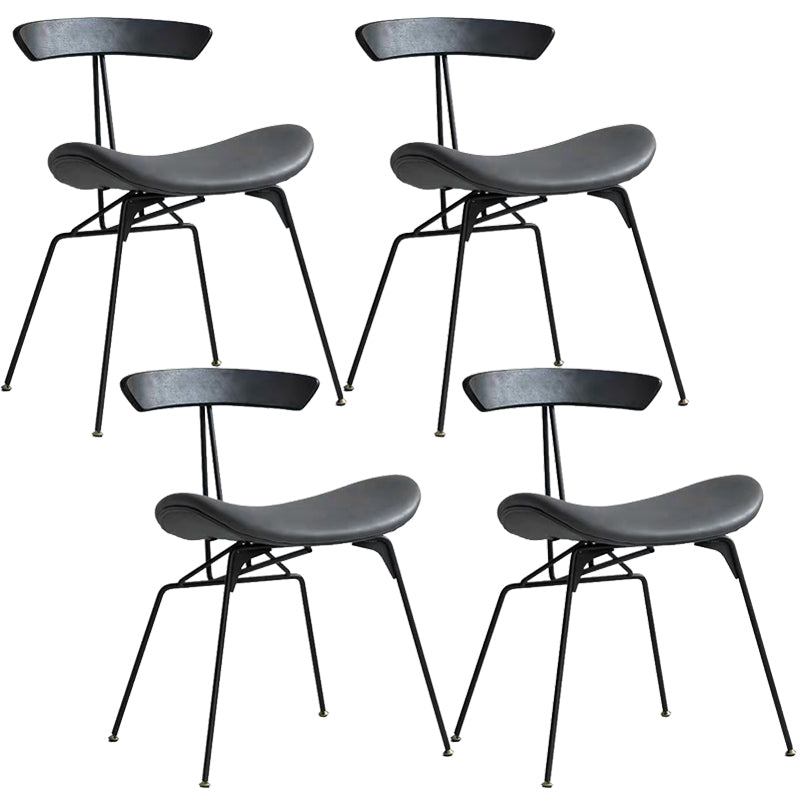 Minimalist Opening Back Kitchen Dining Side Chair Metal Black Dining Side Chair Black Gray Set of 4 Clearhalo ' kitchen&dining_furn' 'Dining Chairs' 'Dining Tables & Seating' 'dining_chair' 'Furniture' 'furniture_dining_chair' 'Kitchen & Dining Furniture' 'kitchen' 3483567