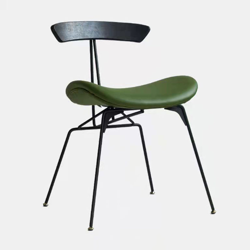 Minimalist Opening Back Kitchen Dining Side Chair Metal Black Dining Side Chair Black Green 1 Piece Clearhalo ' kitchen&dining_furn' 'Dining Chairs' 'Dining Tables & Seating' 'dining_chair' 'Furniture' 'furniture_dining_chair' 'Kitchen & Dining Furniture' 'kitchen' 3483568