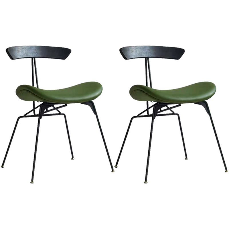 Minimalist Opening Back Kitchen Dining Side Chair Metal Black Dining Side Chair Black Green Set of 2 Clearhalo ' kitchen&dining_furn' 'Dining Chairs' 'Dining Tables & Seating' 'dining_chair' 'Furniture' 'furniture_dining_chair' 'Kitchen & Dining Furniture' 'kitchen' 3483569