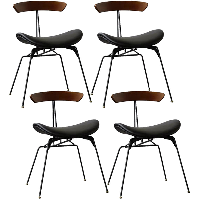 Minimalist Opening Back Kitchen Dining Side Chair Metal Black Dining Side Chair Walnut Black Set of 4 Clearhalo ' kitchen&dining_furn' 'Dining Chairs' 'Dining Tables & Seating' 'dining_chair' 'Furniture' 'furniture_dining_chair' 'Kitchen & Dining Furniture' 'kitchen' 3483573