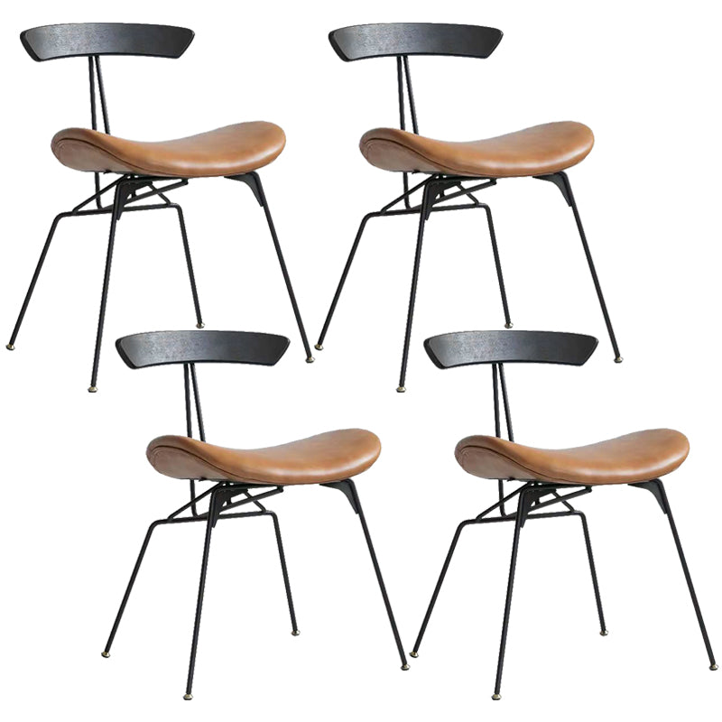 Minimalist Opening Back Kitchen Dining Side Chair Metal Black Dining Side Chair Black Brown Set of 4 Clearhalo ' kitchen&dining_furn' 'Dining Chairs' 'Dining Tables & Seating' 'dining_chair' 'Furniture' 'furniture_dining_chair' 'Kitchen & Dining Furniture' 'kitchen' 3483576